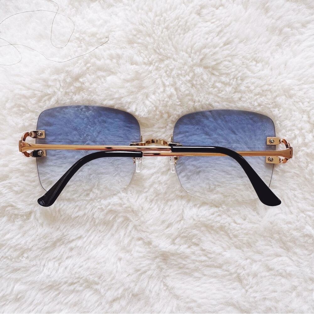 Laurel Clear Blue Rimless Sleek Sunglasses - Picture 11 of 11